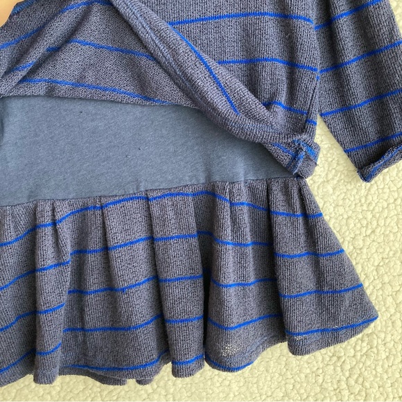 Anthropologie Postmark Latitudes navy royal blue striped peplum top sweater XS - Picture 9 of 16